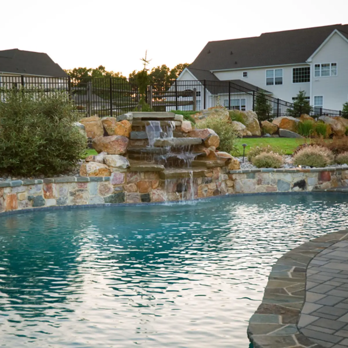 Swimming pool renovation project by Evergreen Hardscaping in Delaware